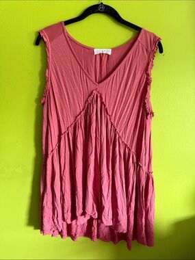 Juliana's Rusty Pink Boho Sleeveless Oversized Babydoll Top Shirt Blouse Size M